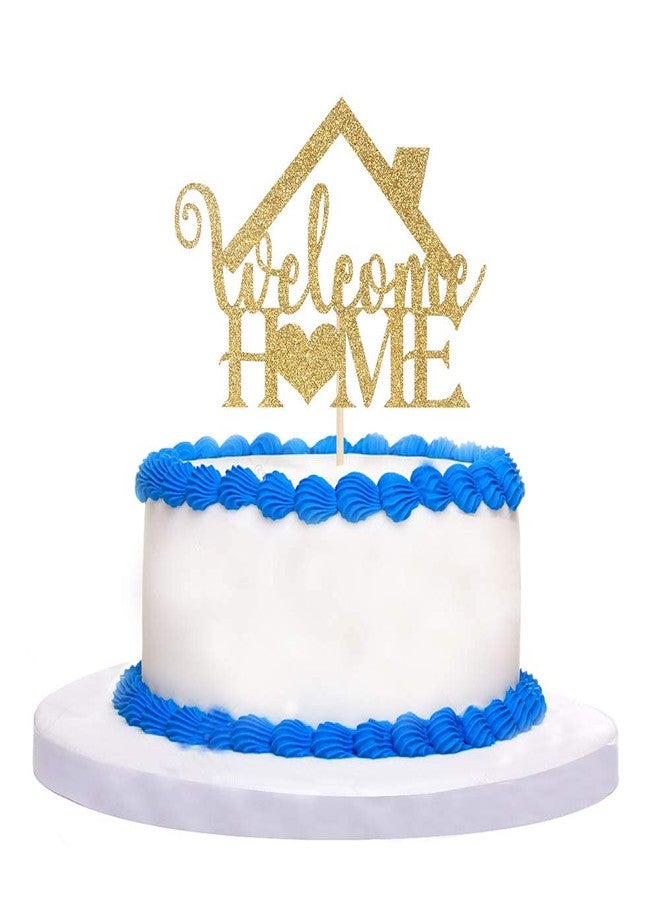 Festiko®Gold Glitter Welcome Home Cake Topper - Home Party Decoration - Welcome Sign - New Home/New Baby/Retiring from The Army/Return from Maternity Party Decoration - Image 4